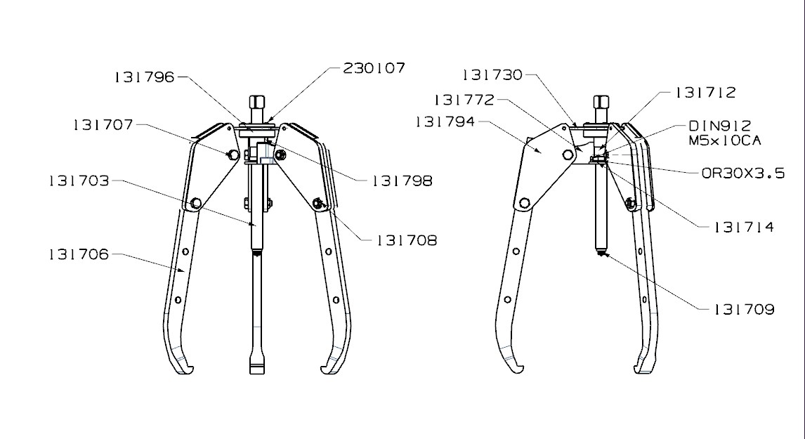 EXTRACTOR FORZA SERIE 1300ALT AUTOCENTRANTE DE 3 PATAS